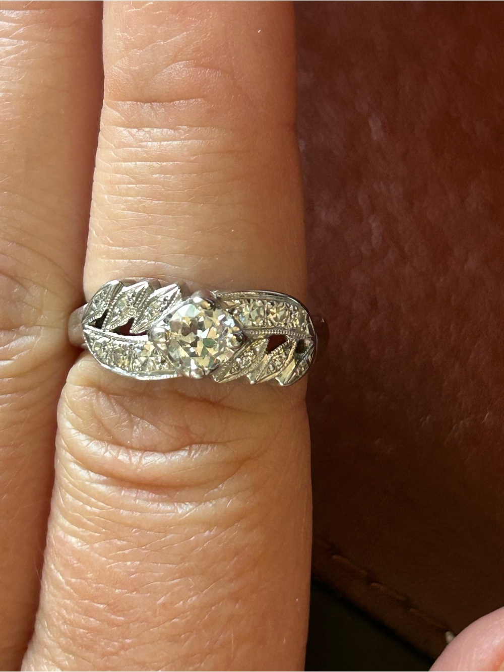 14k white gold old European cut diamond ring